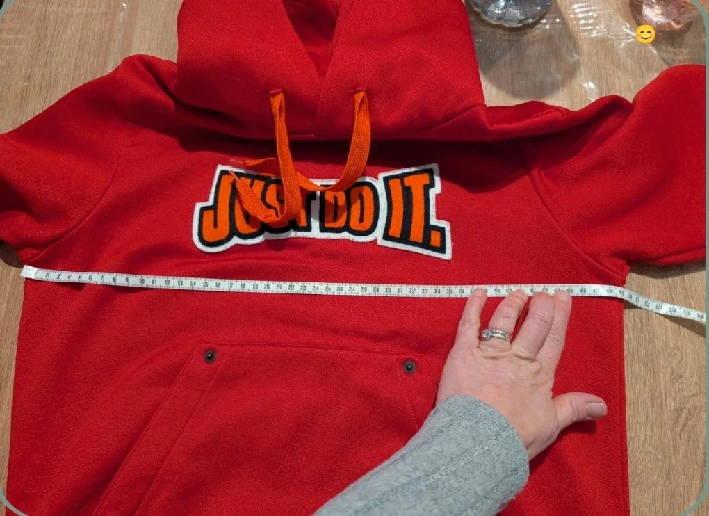 Magnifique Red Nike "Just Do It" Hoodie - Vintage - Size L – photo 10